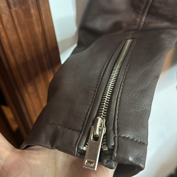 Bolongaro Trevor by ASOS  Chocolate Brown Leather Jacket - size Small - Picture 9 of 13